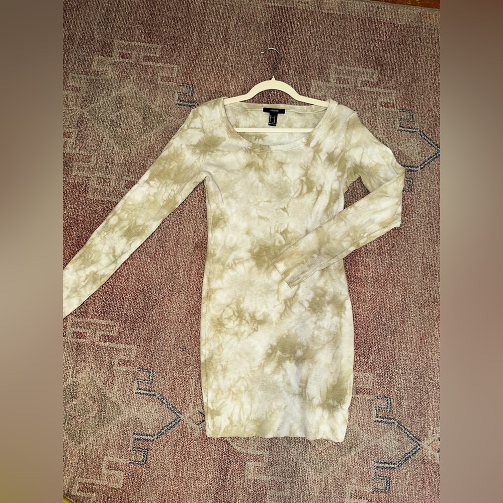 Forever 21 tie dye ribbed long sleeve bodycon mini dress large
